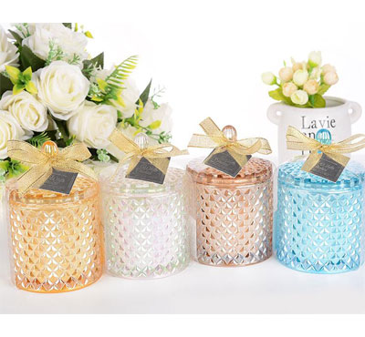 Tropical Style Scented Ion Plating Crystal Glass Jar Candles