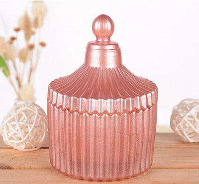 Retro Style Aromatherapy Colored Small Crystal Embossed Glass Jar Candles