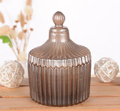 Retro Style Aromatherapy Colored Small Crystal Embossed Glass Jar Candles