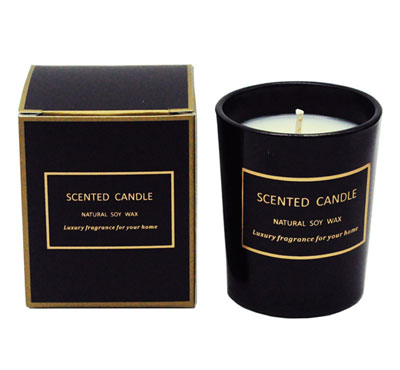 Small Scented Soy Wax In Black Glass Jar Candles Without Logo