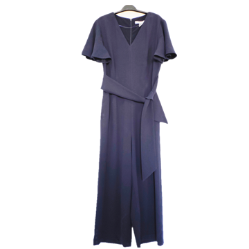 Deep V-Neck Navy Long Siamese Pants