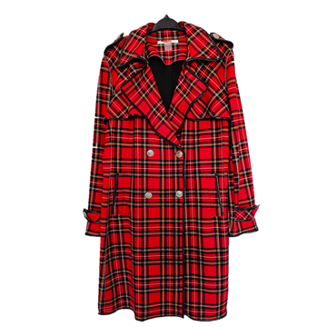 Scottish Style Red Grid Trench Coat