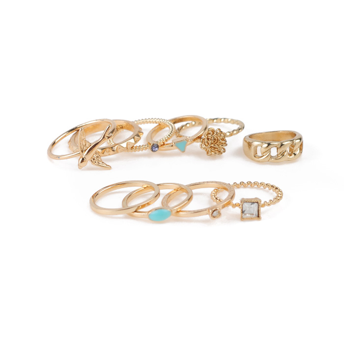 Fashionable Ring Set R06-9686  Fashion ring sets Engraved rings Metal alloy rings