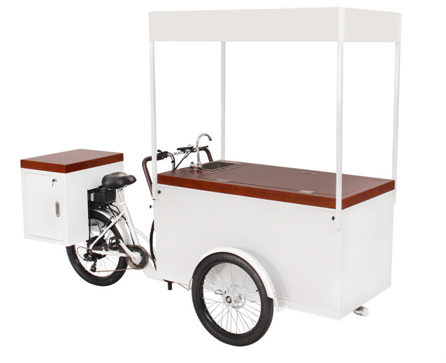 Solar electric ice cream bike cart with battery freezer