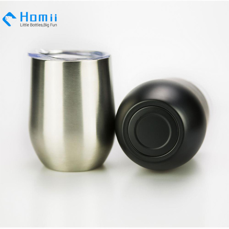 Hangzhou homii Industry FDA12oz Double wall stainless metal mug Insulated stemless steel wine tumbler