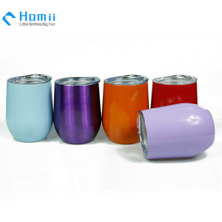 Hangzhou homii Industry FDA12oz Double wall stainless metal mug Insulated stemless steel wine tumbler