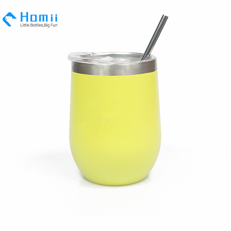 Hangzhou homii Industry FDA12oz Double wall stainless metal mug Insulated stemless steel wine tumbler