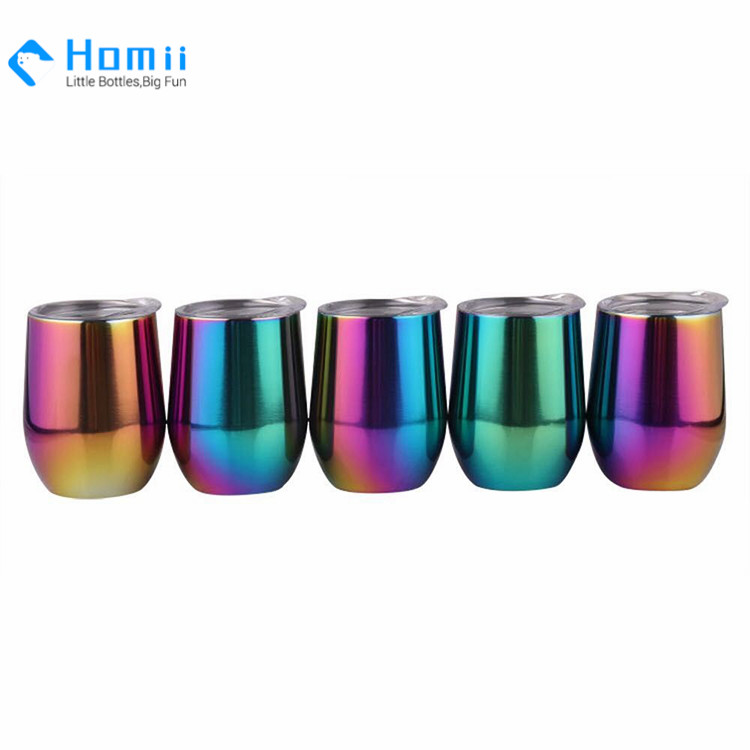 Hangzhou homii Industry FDA12oz Double wall stainless metal mug Insulated stemless steel wine tumbler