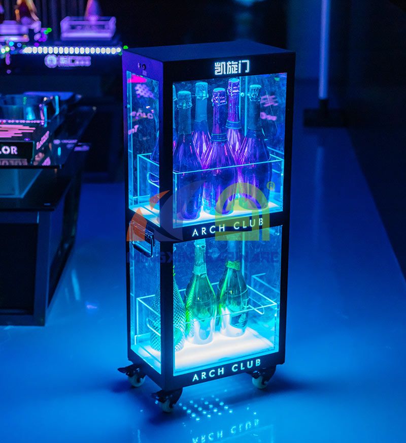 Two Layers Champagne Wine Cabinet Display  LED Champagne Cabinet Display china