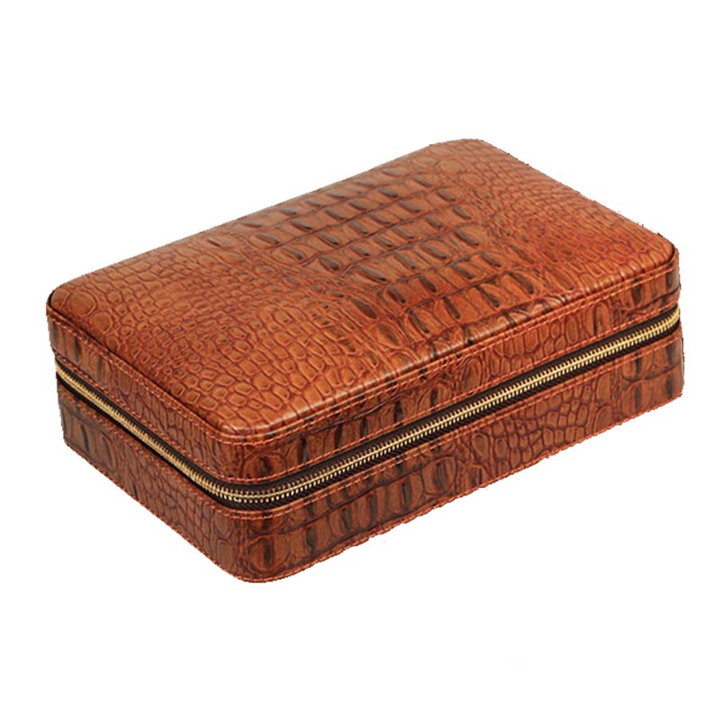 Custom Brown Leather Collection 12 Count Travel Cigar Humidor  best cigar humidifier  12 Count Cigar Humidor