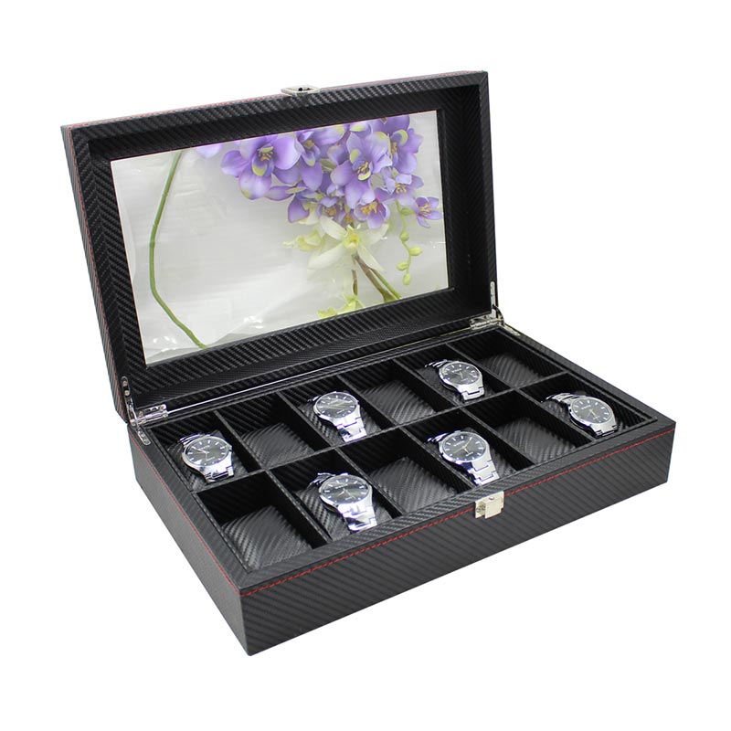 Black Leather Watch Box Wholesale Price For 12 Watches Display  Leather Watch Box Wholesale   watch storage display box