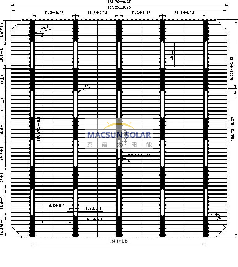 182mm P-Type Mono Bifacial Solar Cells